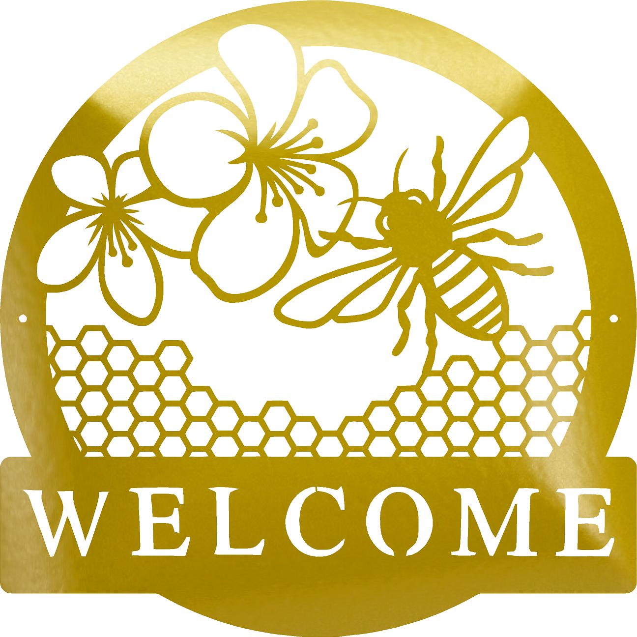 Welcome Garden Bee Metal Art
