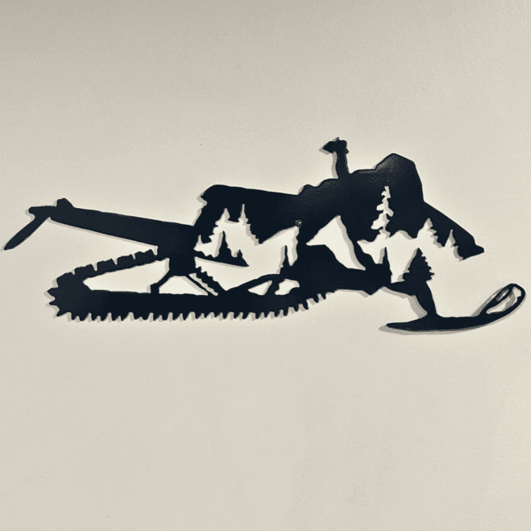 Snowmobile Mountaineer Metal Art