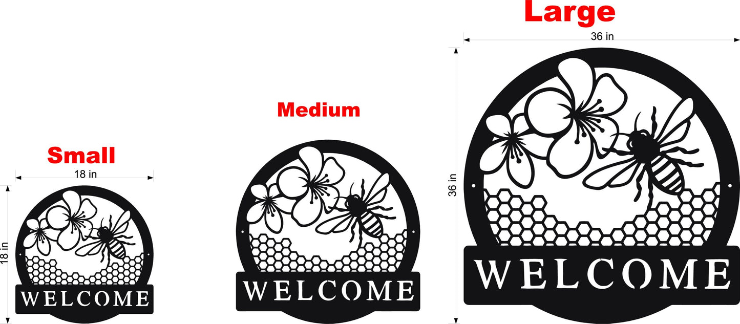 Welcome Garden Bee Metal Art