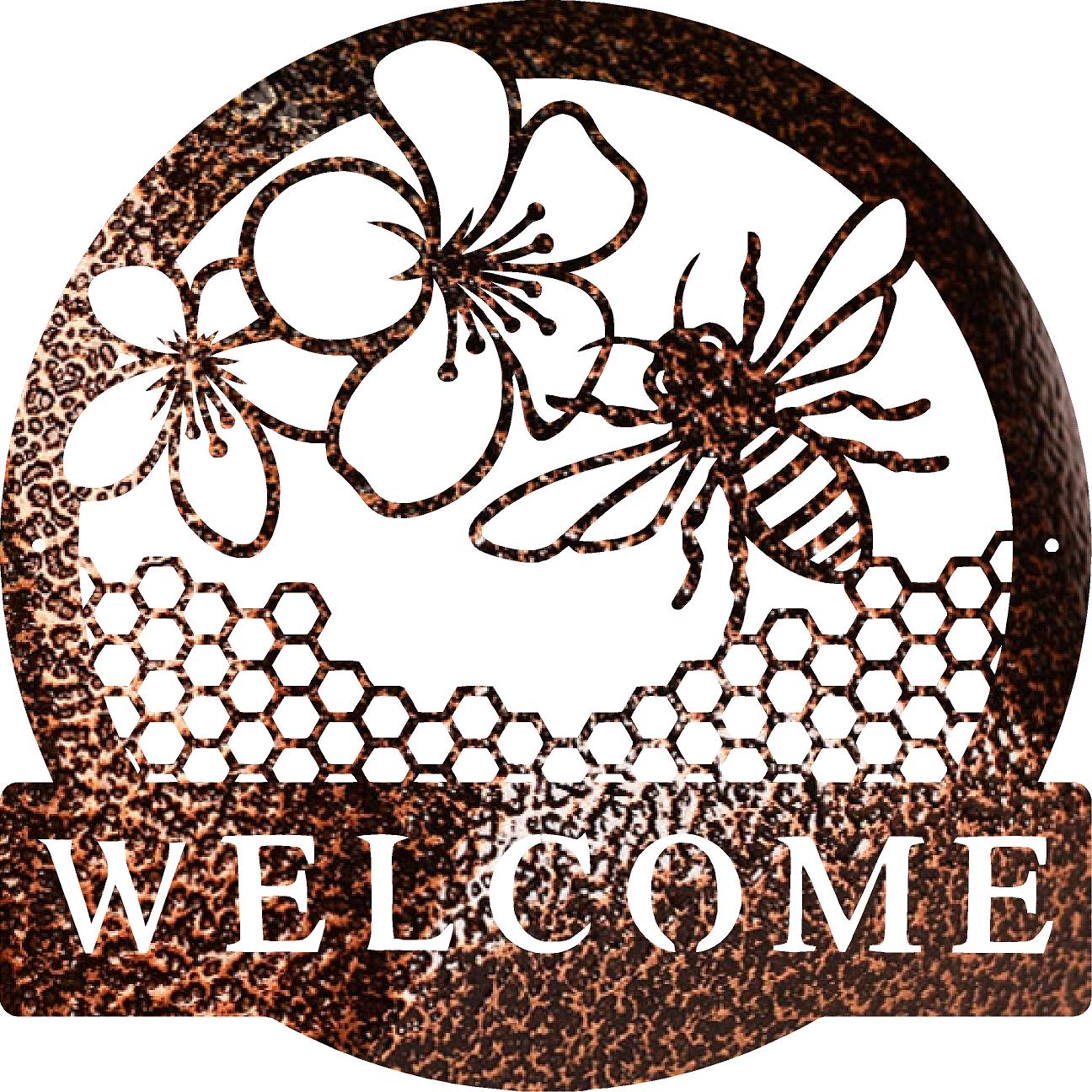 Welcome Garden Bee Metal Art