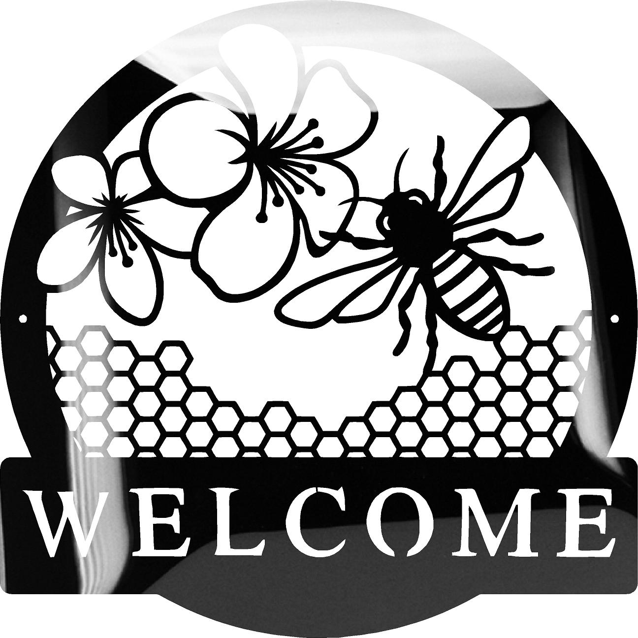 Welcome Garden Bee Metal Art