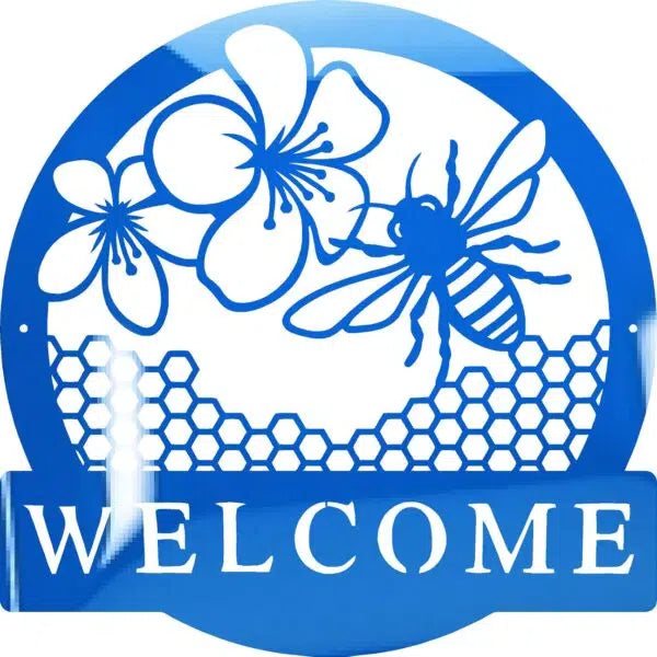 Welcome Garden Bee Metal Art