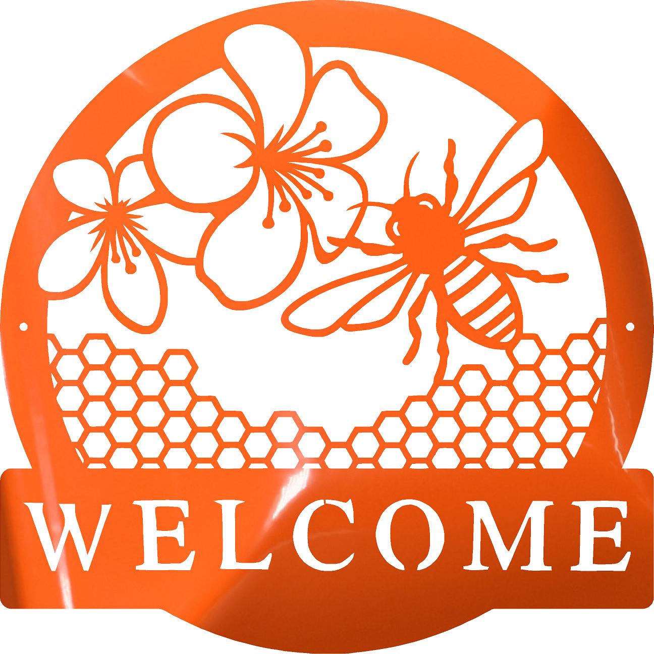 Welcome Garden Bee Metal Art