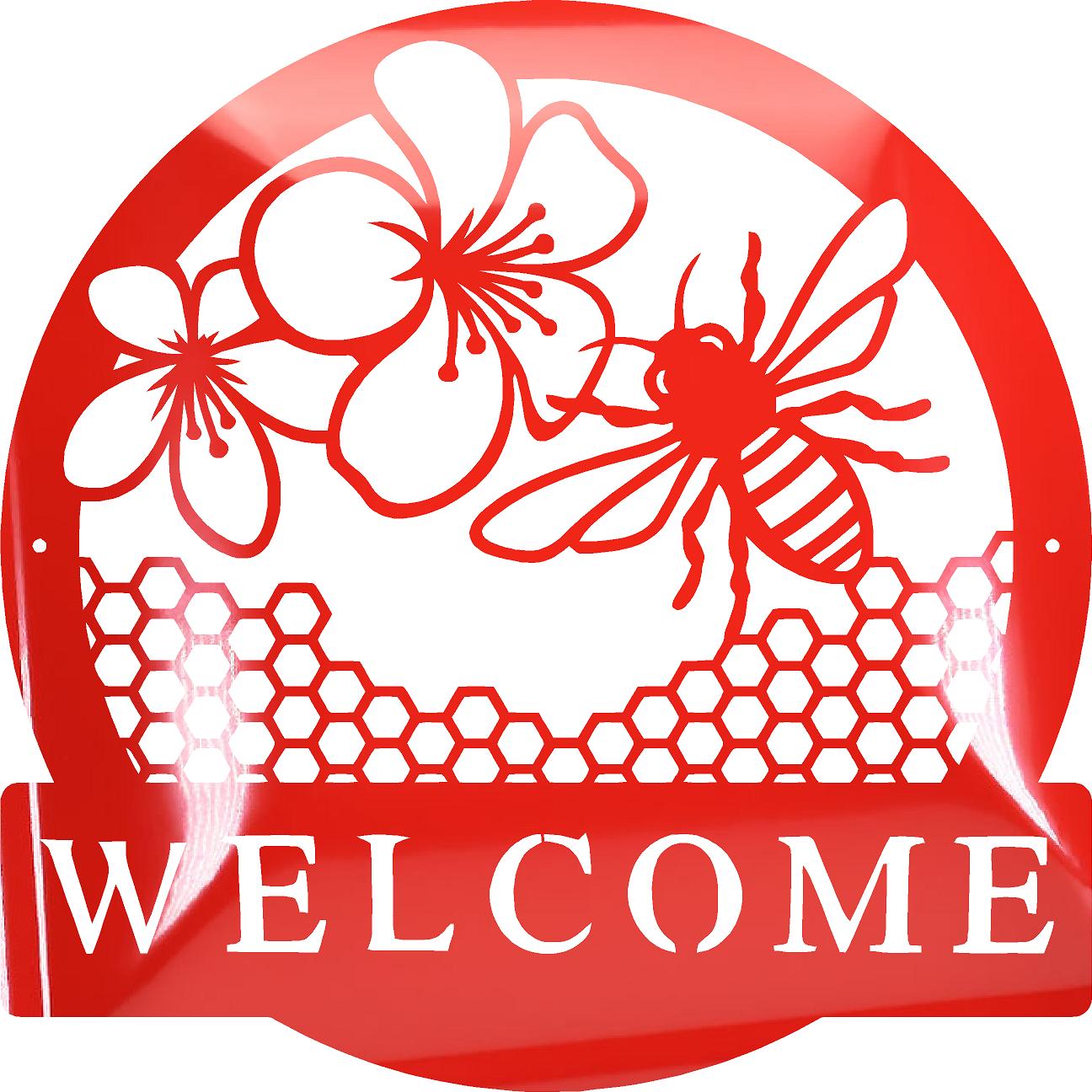 Welcome Garden Bee Metal Art