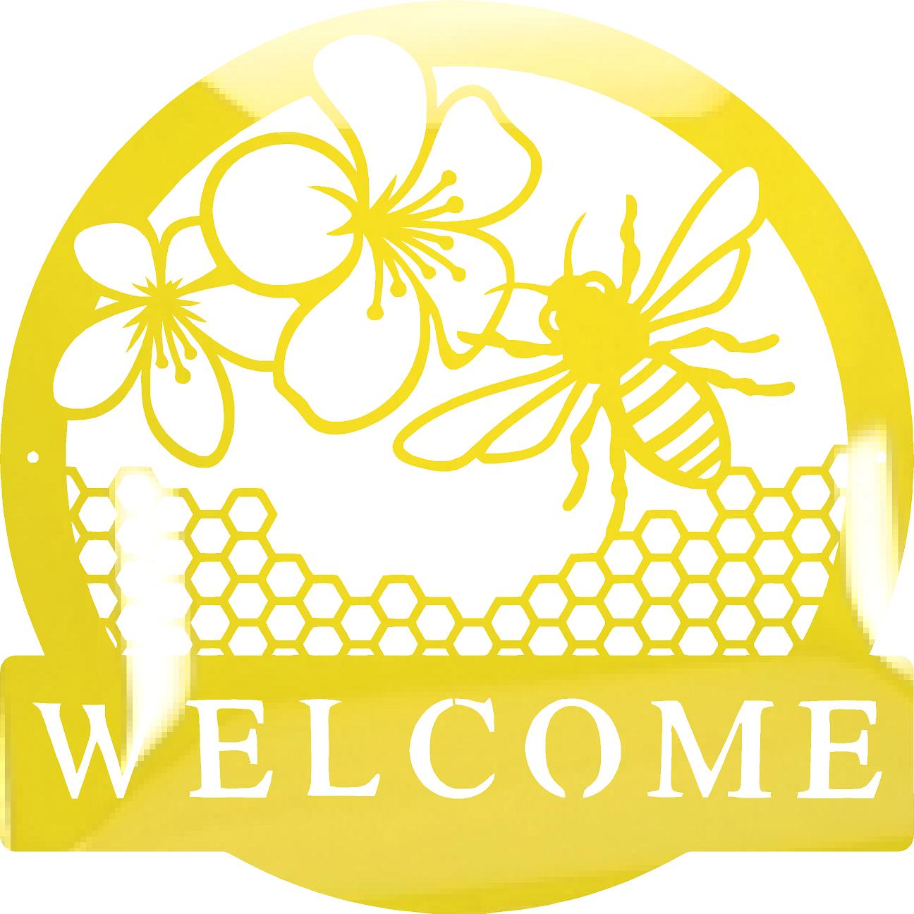 Welcome Garden Bee Metal Art