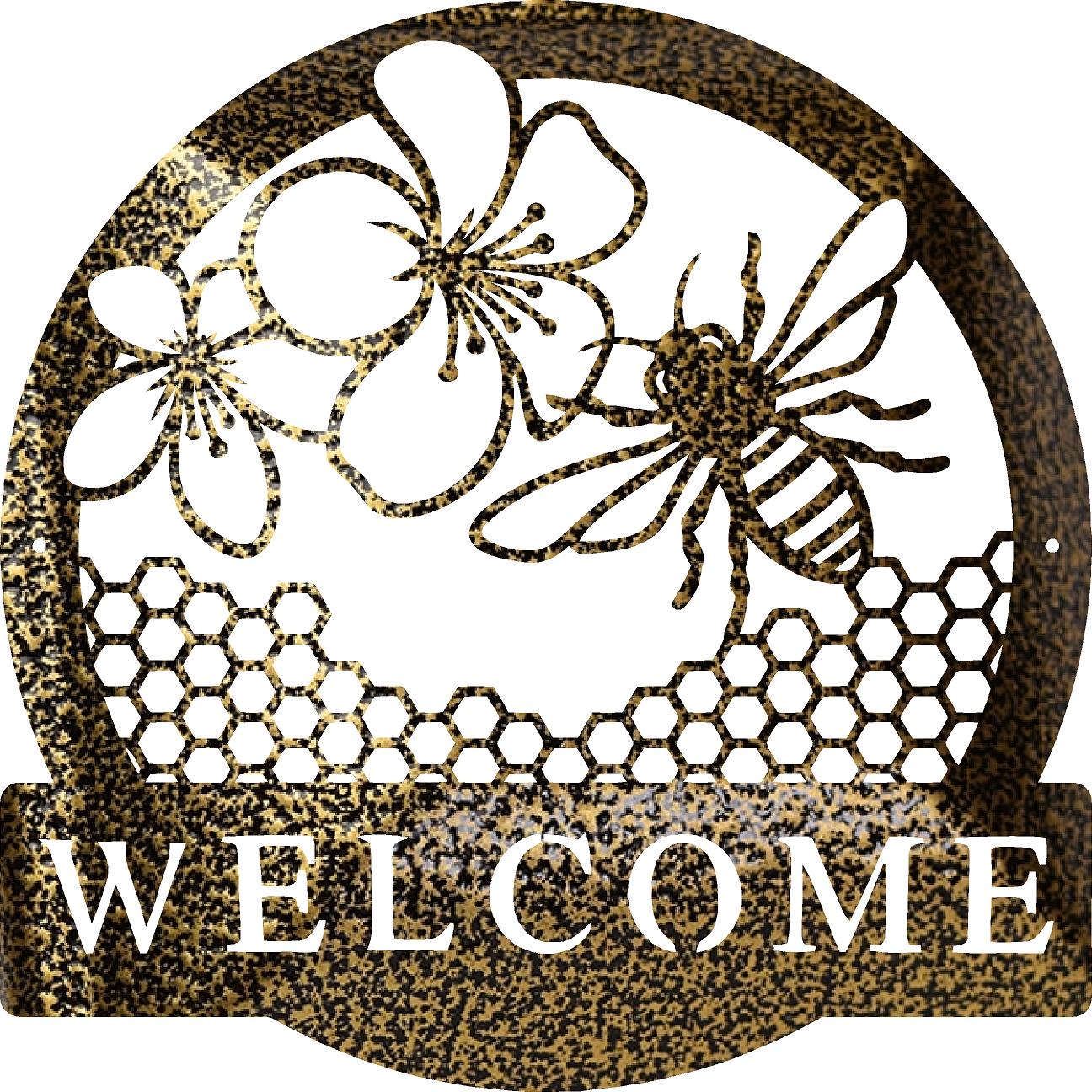 Welcome Garden Bee Metal Art