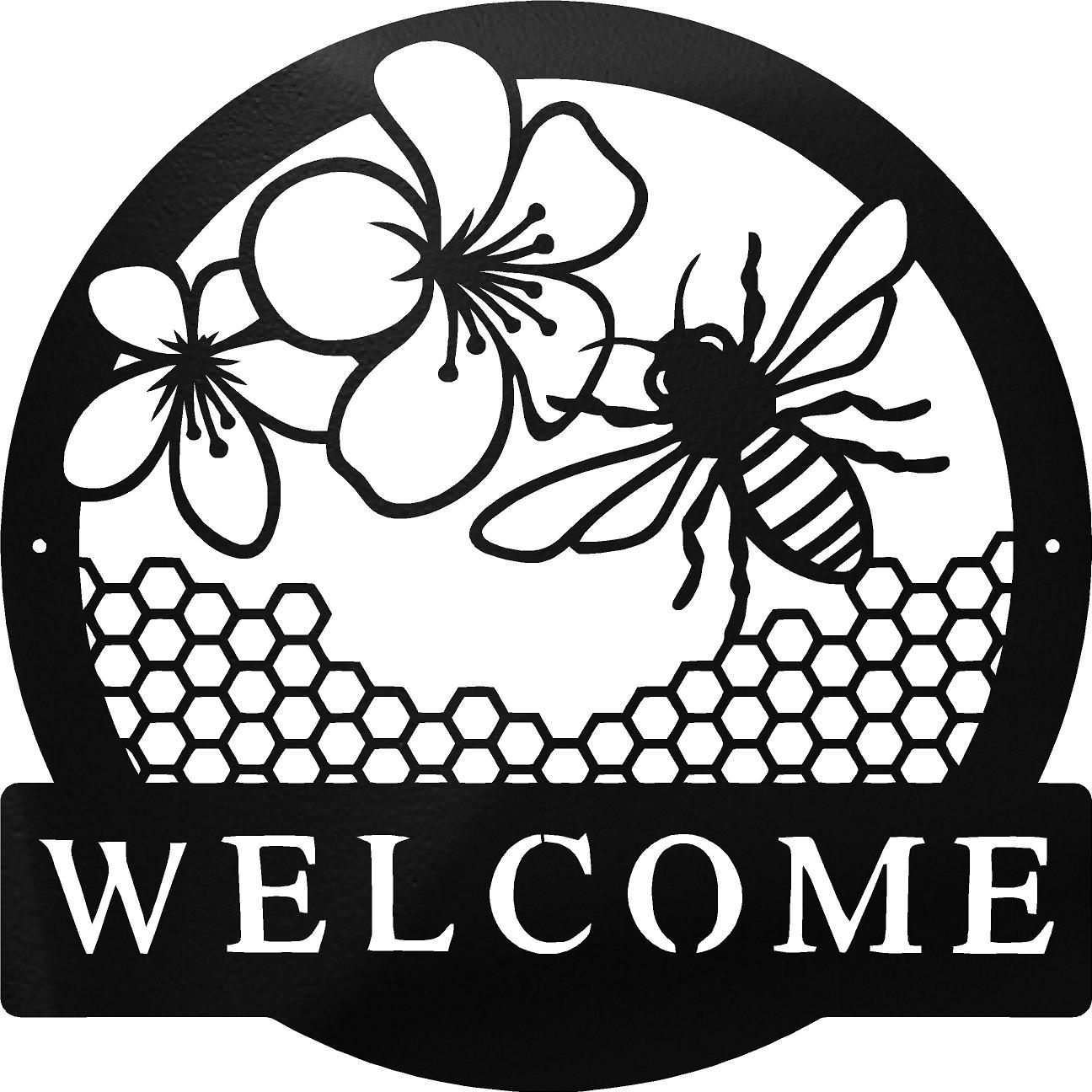 Welcome Garden Bee Metal Art